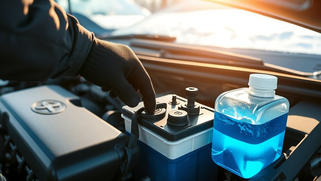 Toyota Camry parked in winter conditions during a cold-weather readiness check