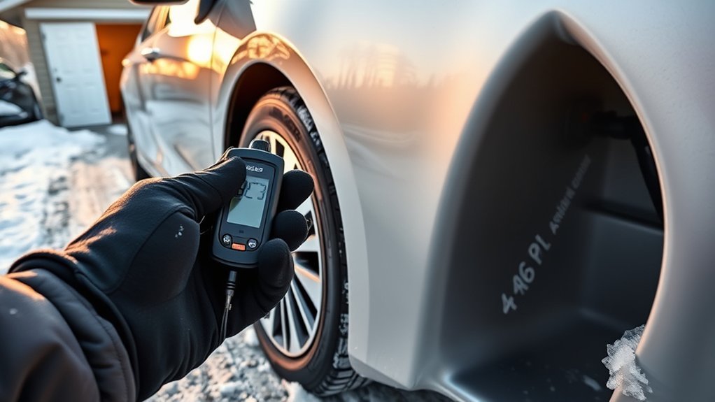 Checking Toyota Camry tires and tread before winter driving