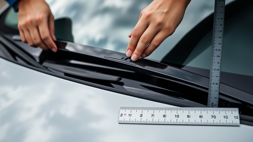 Inspecting Toyota Camry windshield wiper blades for wear and safe operation