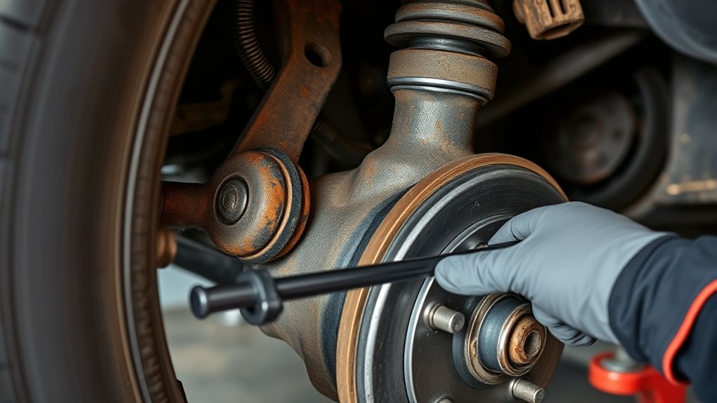 Toyota Tundra worn ball joint symptoms including clunking and uneven tire wear