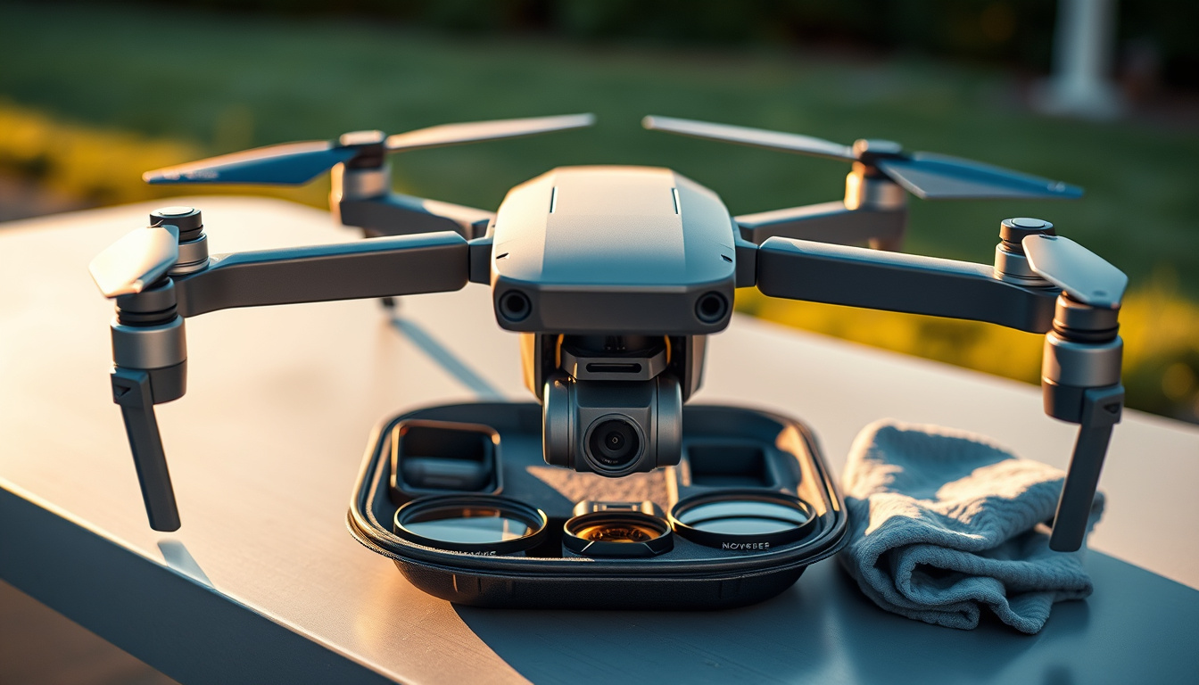 DJI Mavic 4 Pro with ND filters arranged beside its triple-camera module