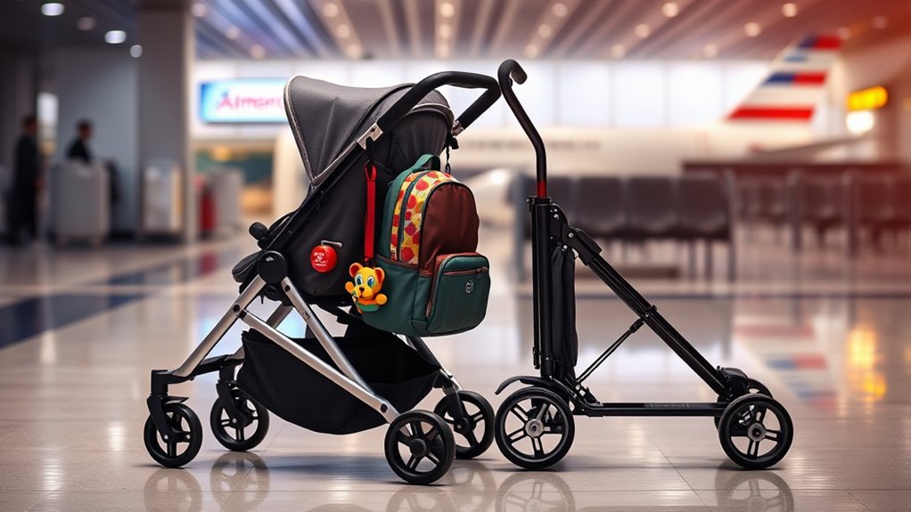 child s stroller and trolley