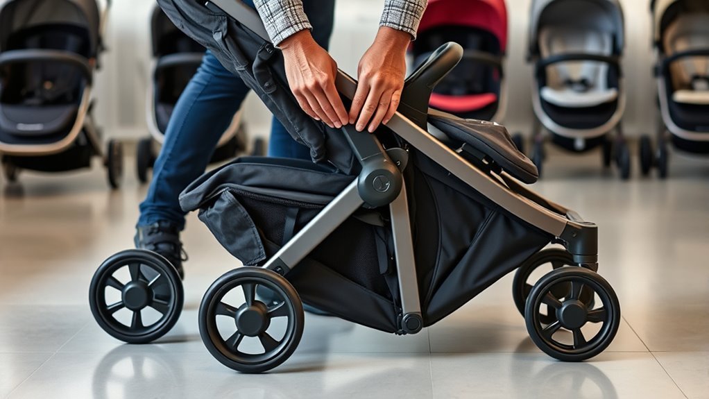 evenflo stroller folding methods