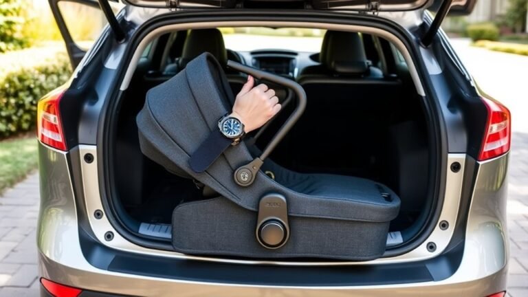 folding pram in car