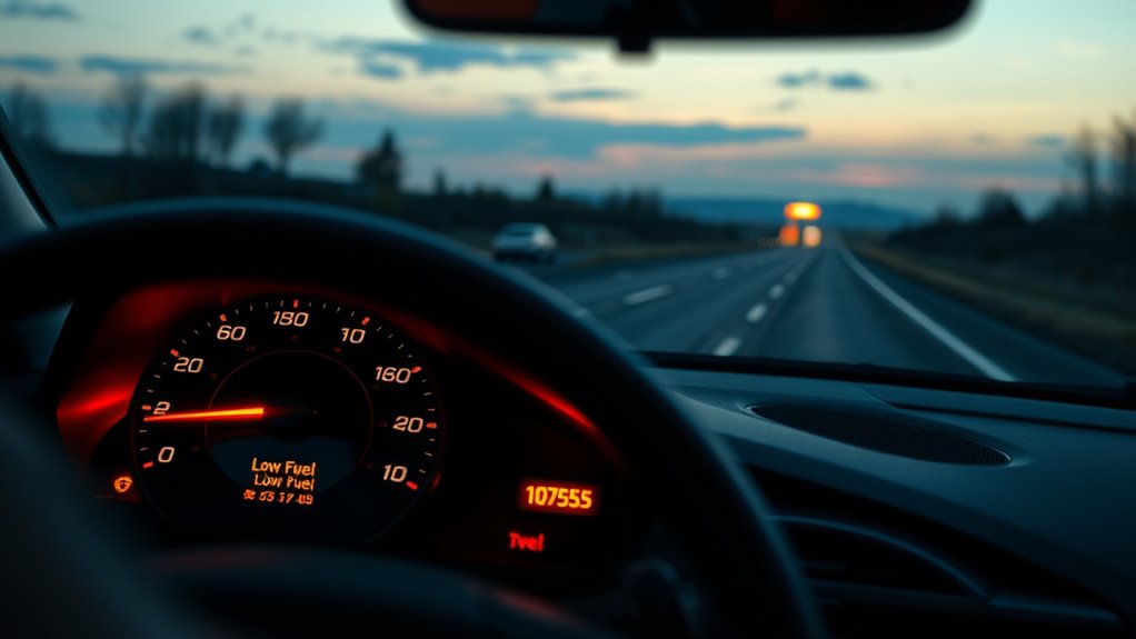 fuel warning drive cautiously