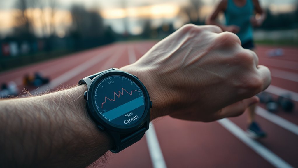 Wrist-worn Garmin watch optical heart rate sensor showing an inaccurate reading