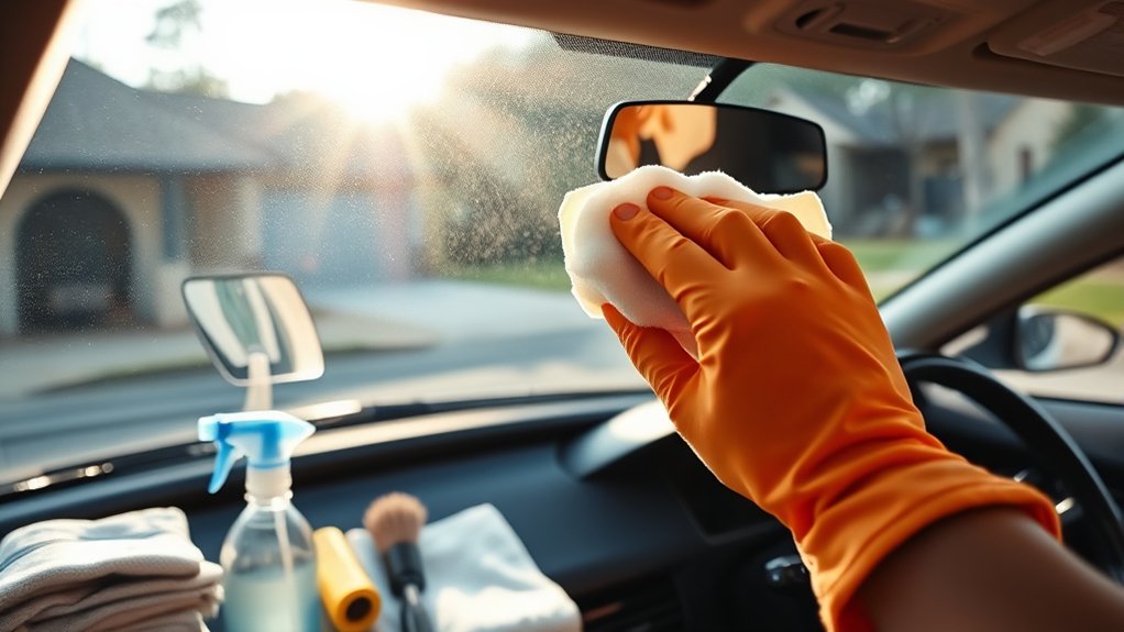 prepare windshield cleaning tools