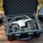 Open hard case with drone, controller, batteries and accessories organized in protective foam